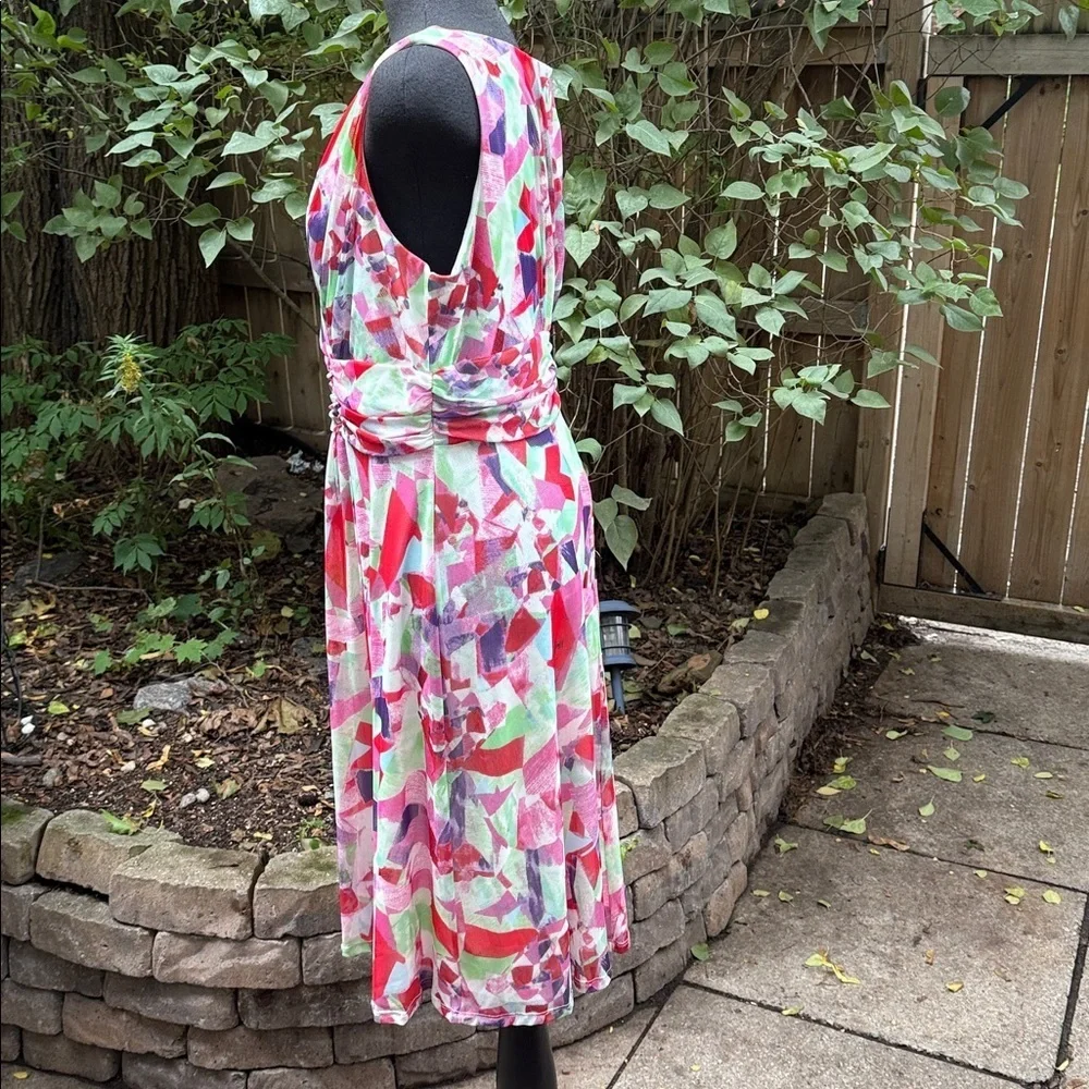 Cleo Multicoloured sleeveless, V neck flowy midi dress. Size L - Picture 6 of 12